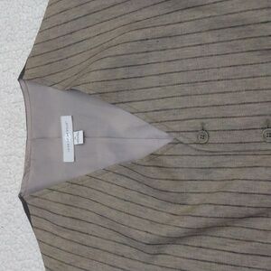 Joseph Abboud XL Tan + Brown Stripes Linen Vest